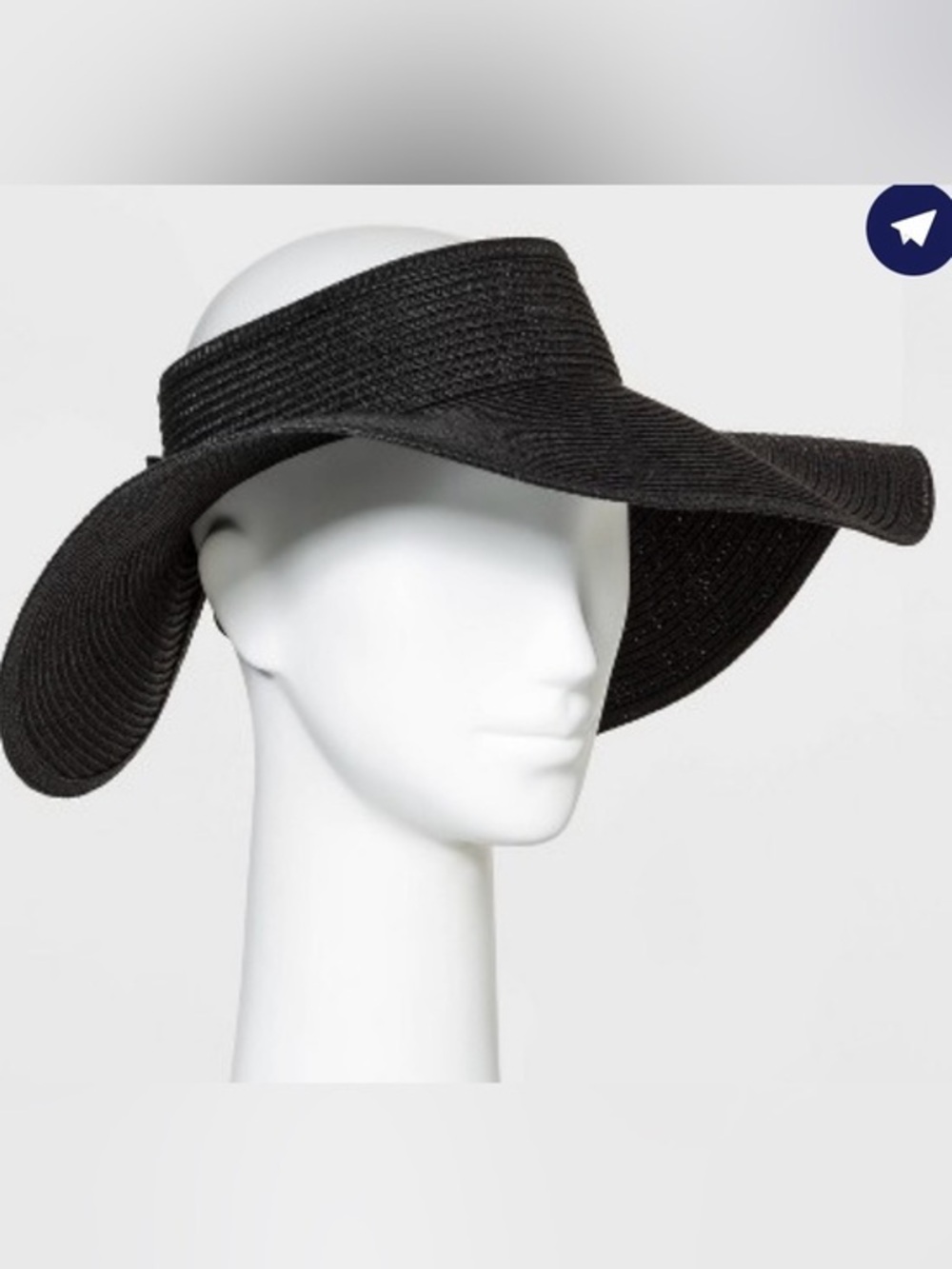 Shade & Shore Black Woven Wide Brim Visor